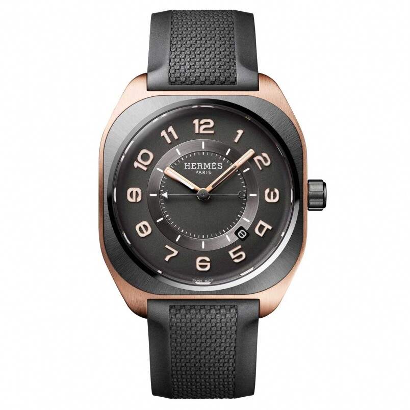 Hermès H08腕表|玫瑰金配钛金属交织出现代低调奢华风格