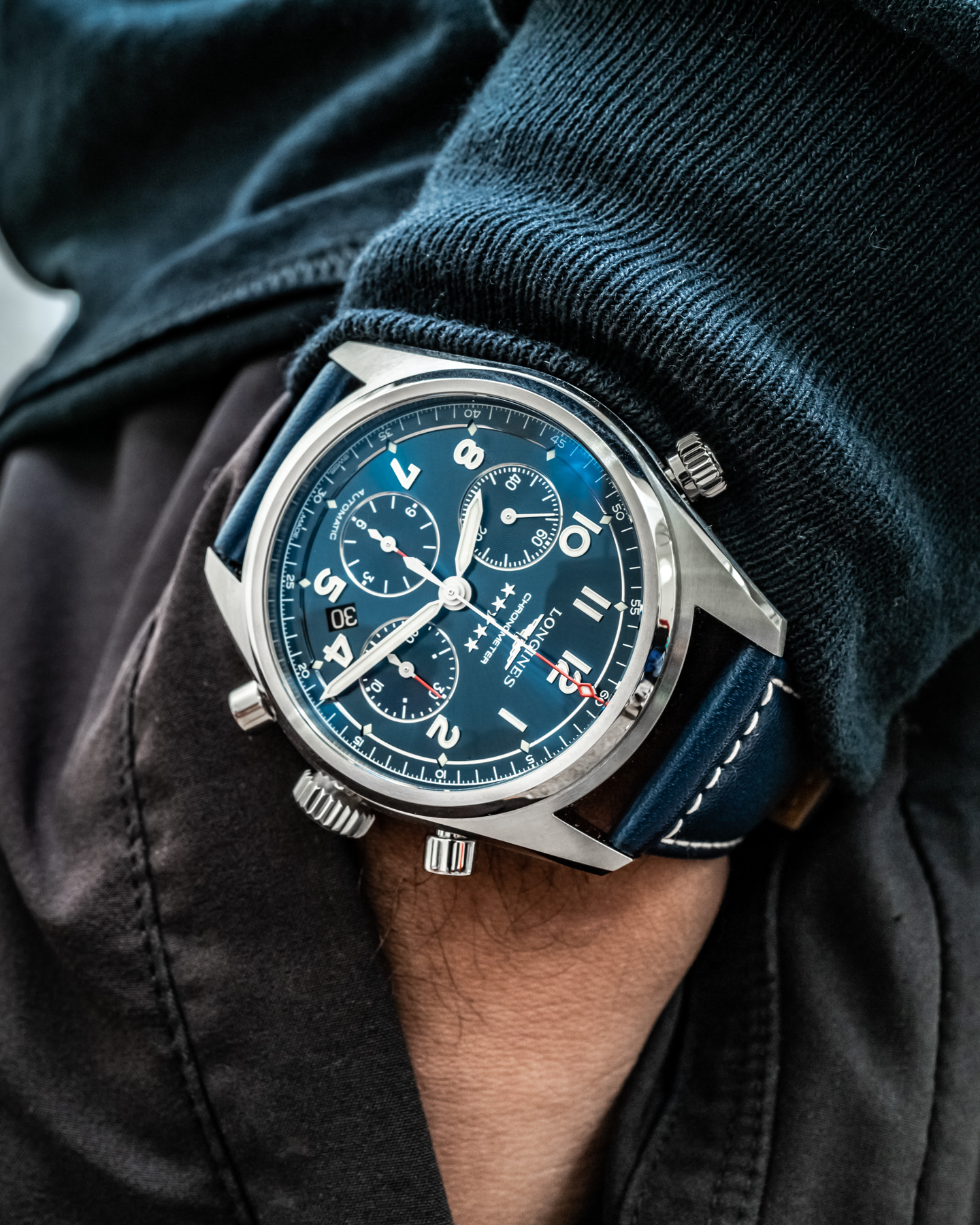 浪琴Spirit Chronograph蓝盘计时码表